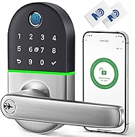 Vista 1 de Smart Keypad Door Lock with Handle: NICE DIGI Keyless Entry Fingerprint Lock for Front/Interior Door, Electronic Digital Lock with Code, Easy Negro