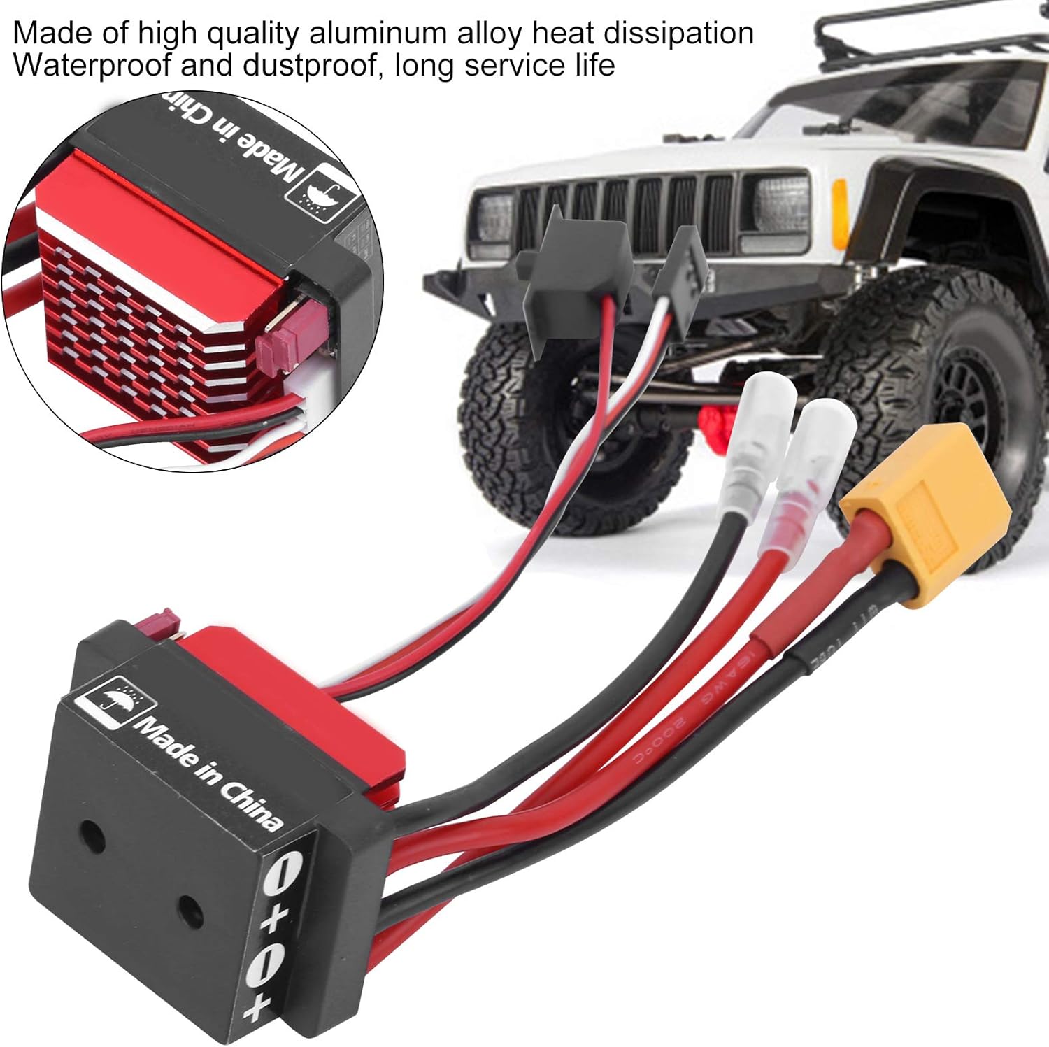 VBESTLIFE 360A RC Electronic Speed Controller, Aluminum Alloy ESC with Bidirectional Brake for 1/10 Crawler Truck Car RC Vehicles (XT60 Plug)