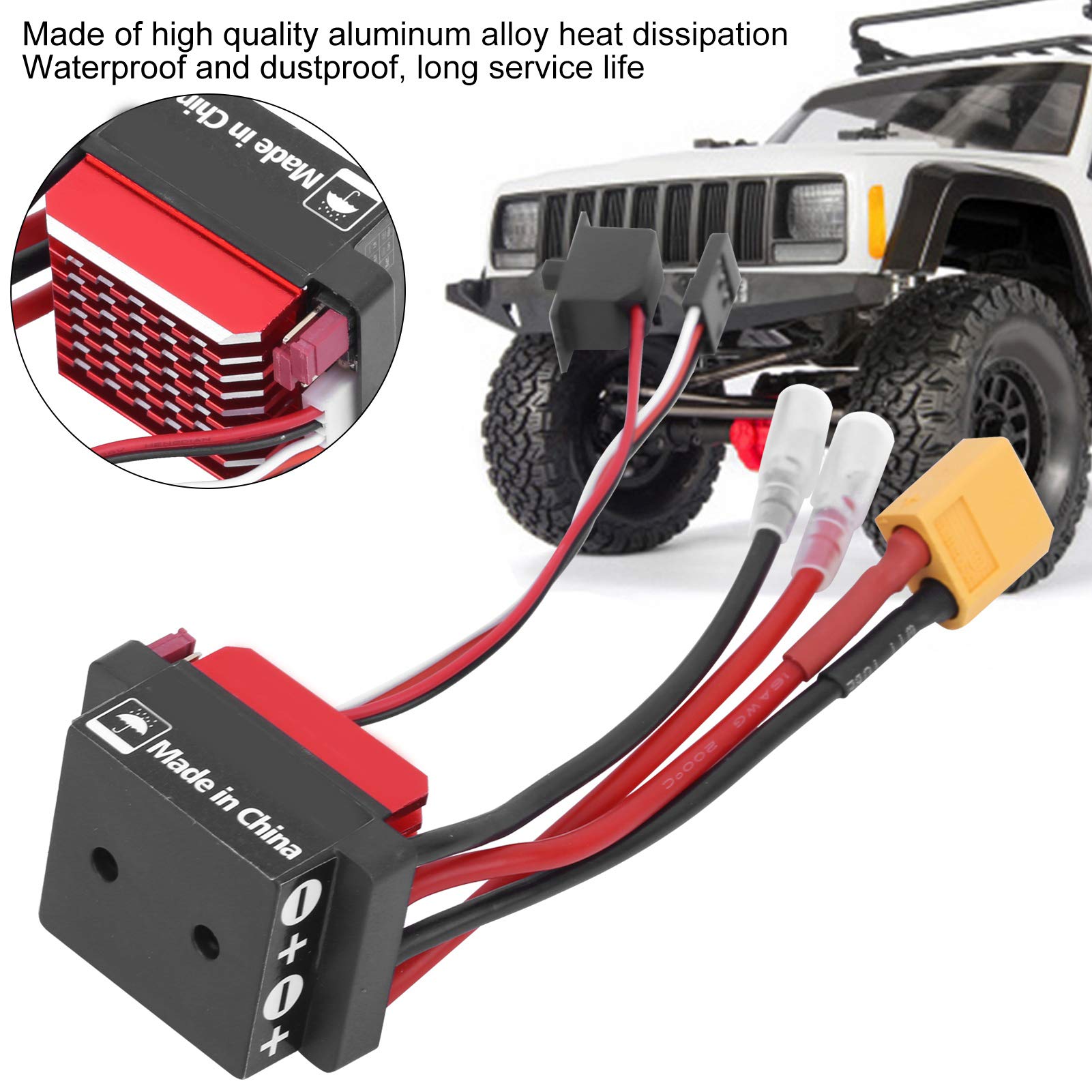 Regolatore elettronico di velocità 360A, RC Crawler Car Bidirezionale ESC Spazzolato Motore Pezzi di Ricambio Attrezzatura di Controllo remoto per 1/10 RV Overland Car Short Truck (Spina XT60)