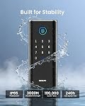 DESLOC K120 Fingerprint Smart Door Lock, Built-in WiFi, 16-Month Battery | GPT 3D Fingerprint Learns and Adapts for Faster Unlocking, with App Control, Auto Lock, IP65, and BHMA Grade 3 , Black
