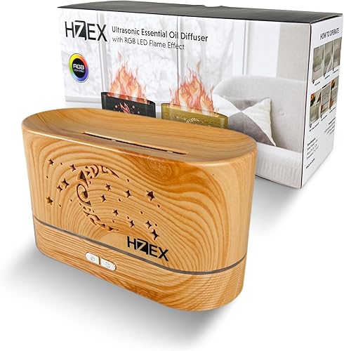 Miniatura 1 de Difusor de aromaterapia de llama colorida  Difusor ultrasónico de aceite esencial de 6.8 fl oz con 7 luces LED y diseño silencioso  Humidificador de