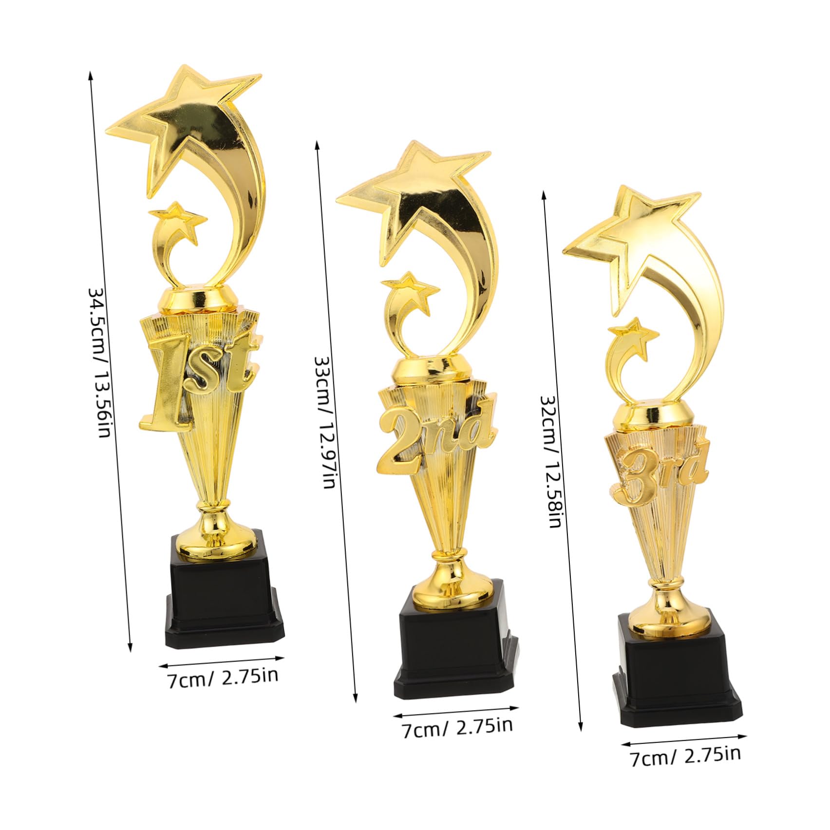 Toyvian 3 Pezzi Set di Tre Trofei in Plastica Oro per Tornei Sportivi | Design Divertente, per Appassionati di Sport, Riconoscimenti Gara, per Partite di Calcio