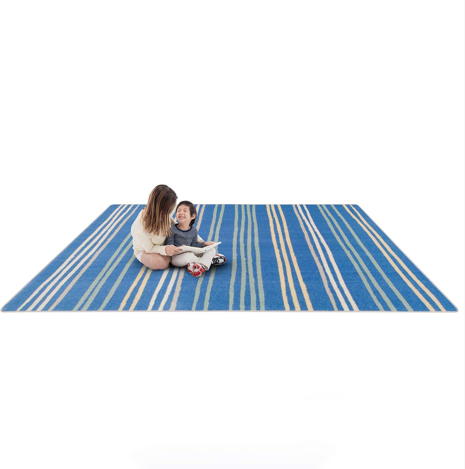 Joy Carpets All Lined Up 7'8" x 10'9" Area Rug in Color Pastel