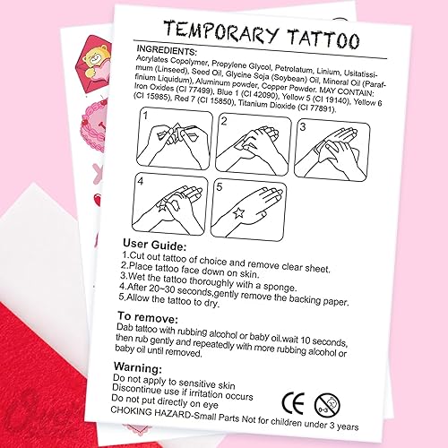 Miniatura 6 de Ovasorve Tatuajes temporales para el día de San Valentín, estilo rosa intenso tatuajes de decoración del día de los galentinos Be Mine Party Favor