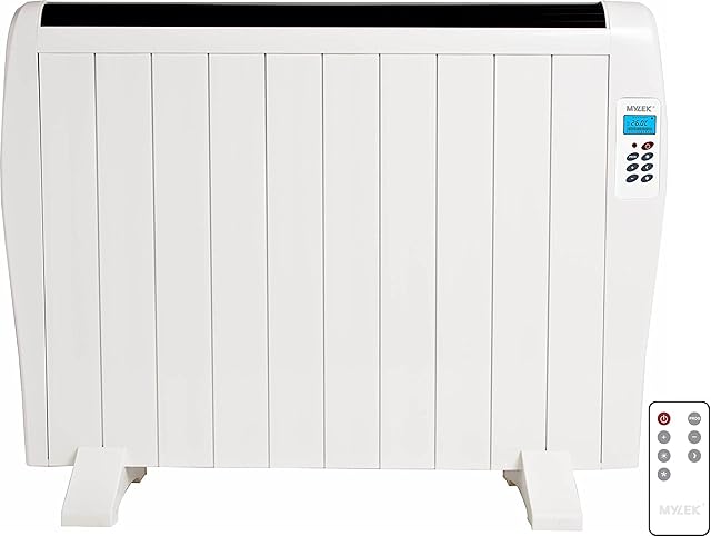 MYLEK Premium Aluminium Electric Panel Heater with Timer, Thermostat & Remote Control - Wall Mounted/Freestanding Slim White Panel Heater (1500W)