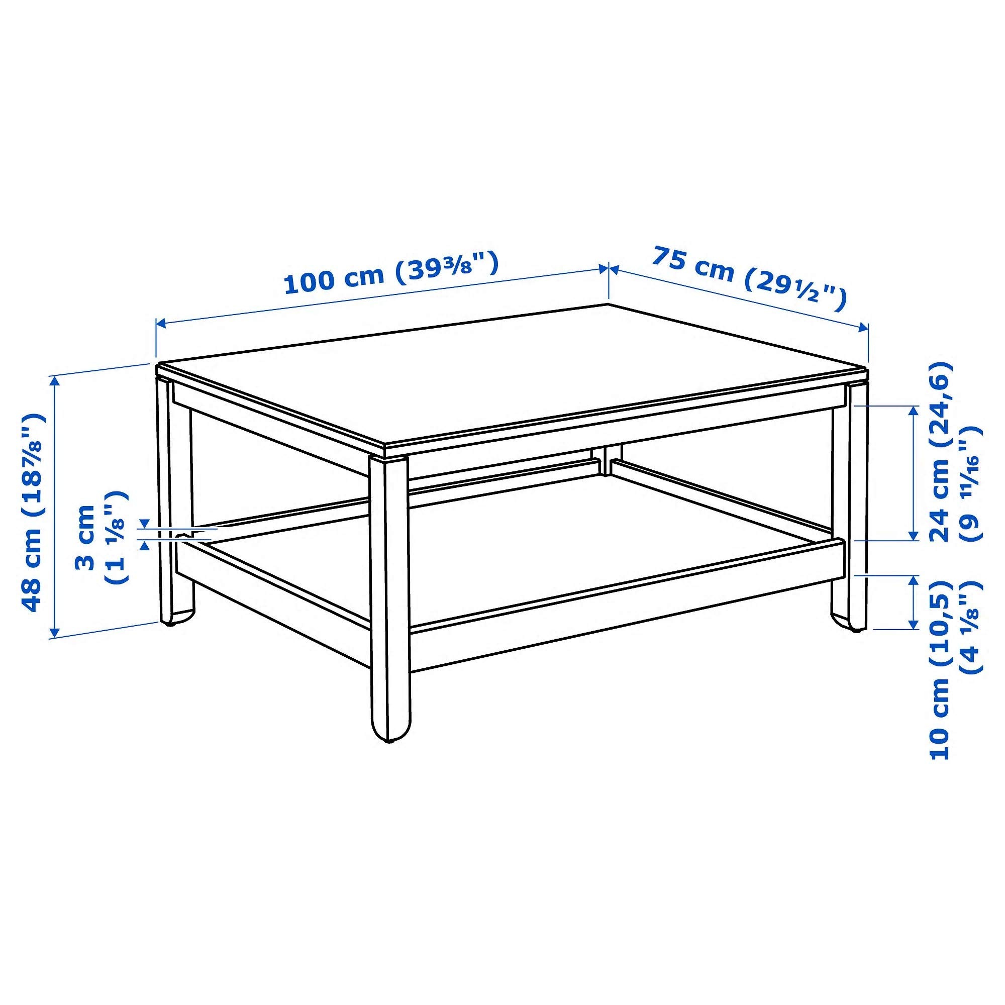 SIU Table Basse en pin Massif, Durable, assemblé - Longueur : 100 cm - Largeur : 75 cm - Hauteur : 48 cm
