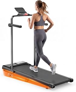 MJWW Walking Pad mit Steigung 6%, Laufband für Zuhause & Büro 136 KG mit Smart App 6 km/h & 12 km/h, Laufband Schreibtisch Leise 2.5 PS mit Schulungskurse und Multiplayer-Wettbewerbe