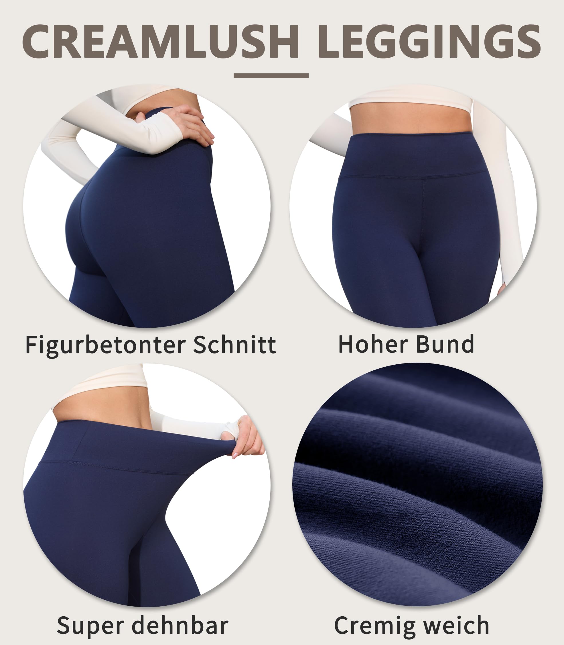 BAYDI Valandy Creamlush Capri legginsy damskie z wysokim stanem, 3/4, do jogi, pilatesu, na czas wolny, na co dzień