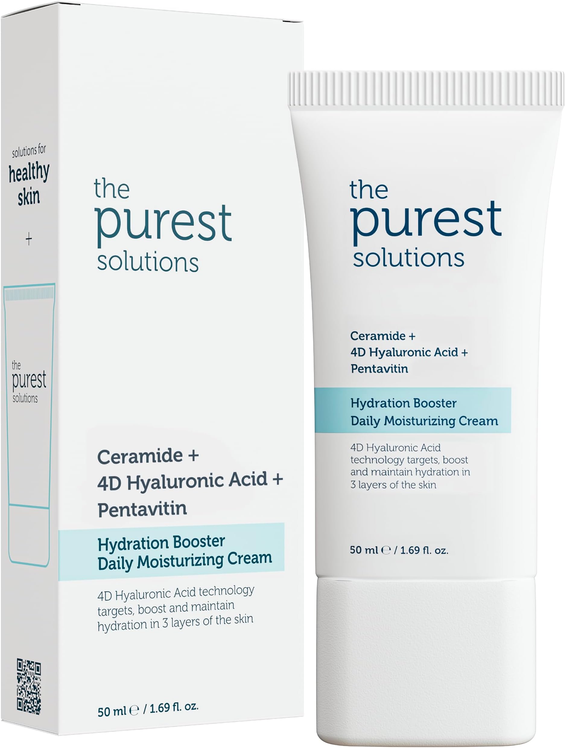 Hydration Booster Daily Moisturizing Cream - Ceramide + 4D Hyaluronic Acid + Pentavitin - 24-Hour Effective Intensive Care for All Skin Types - Vegan | Cruelty Free (50 ml)
