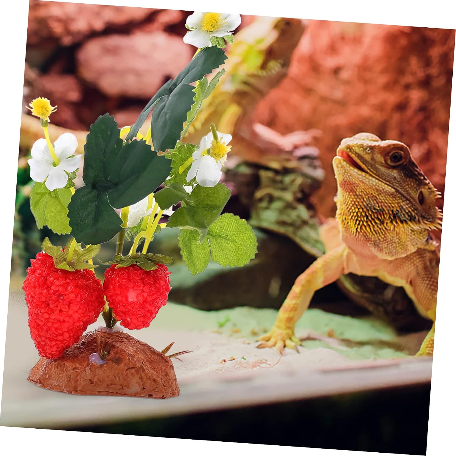 balacoo 4pcs Artificial Plant Decor Reptile Hide Terrarium Plant Fake Reptile Habitat