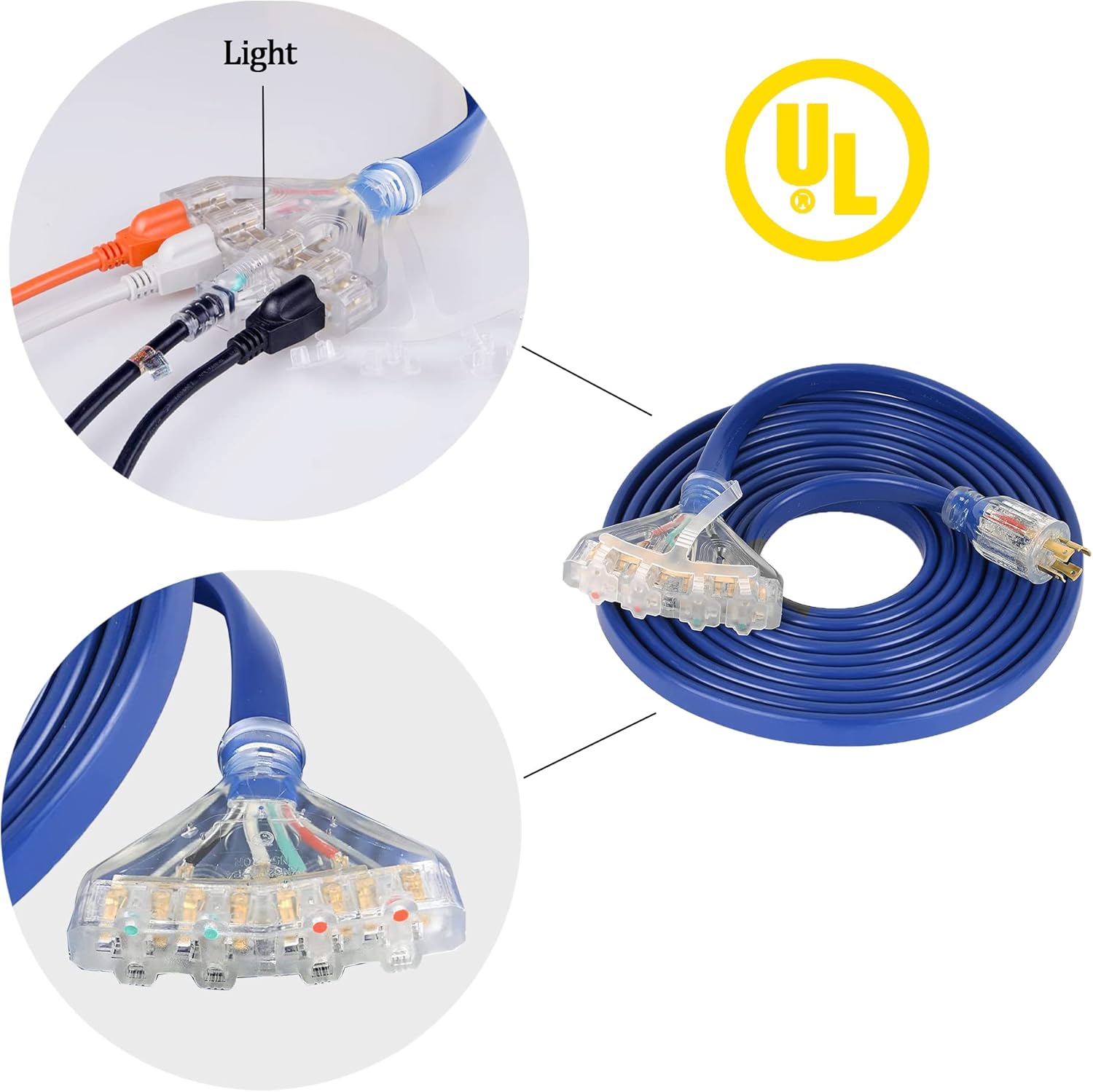 S7 25 Feet Heavy Duty Generator Adaptor Extension Cord,Locking Cord,NEMA L14-30P/Four 5-20R, 4 Prong 10 Gauge Flexible Generator Cable