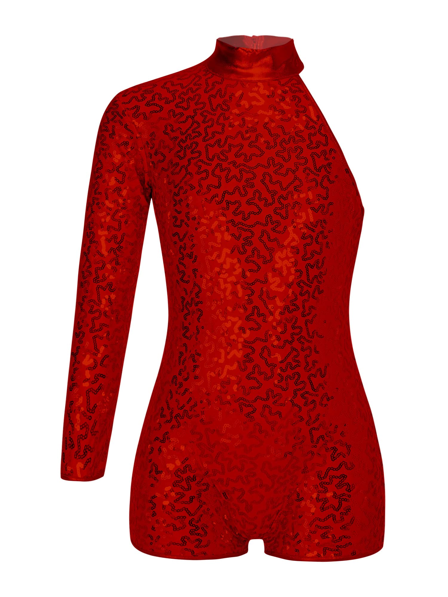 Agoky Maillot Lentejuelas de Danza Gimnasia para Niña Leotardo Manga Largo Mono de Patinaje Artístico Maillot de Baile Latino Jazz Disfraz Bailarina