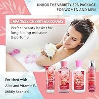 Vista 2 de Juego de regalo para el cuidado del baño y el cuerpo – El refrescante juego de spa para el hogar viene con loción corporal de 10 onzas, gel de ducha