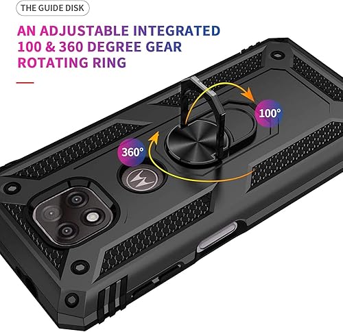 Miniatura 6 de TJS Funda compatible con Motorola Moto G Power 2021, con protector de pantalla de vidrio templado, anillo de metal con soporte magnético, funda