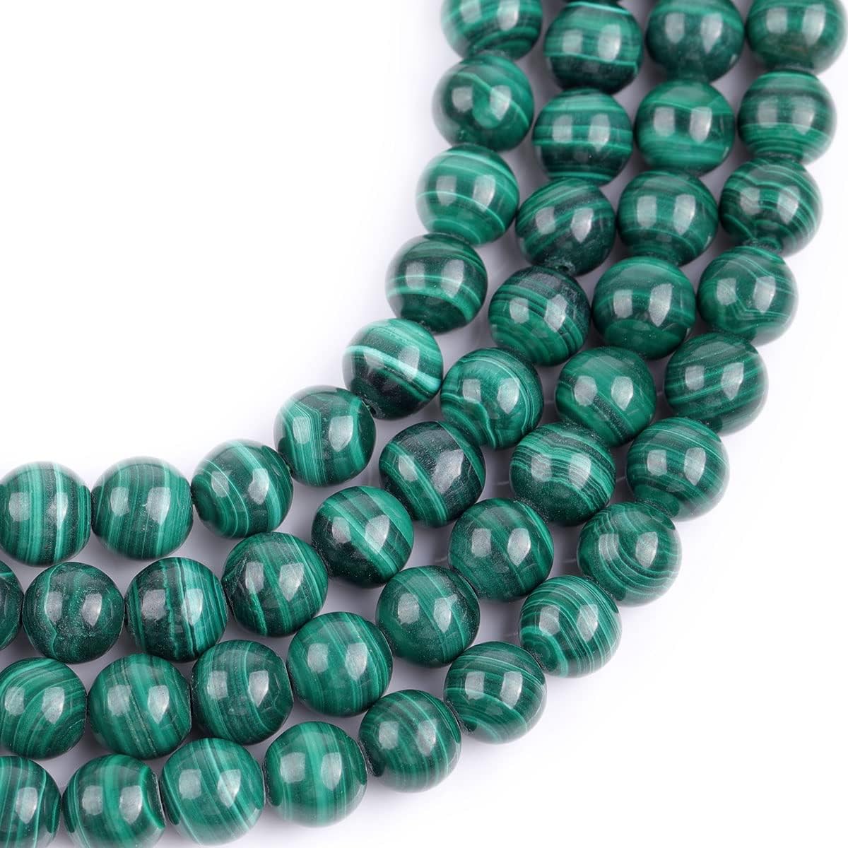 JOE FOREMAN 7mm Malachite Semi Precious Gemstone Round Loose Beads for Jewelry Making AAA Grade DIY Handmade Craft Supplies 15"