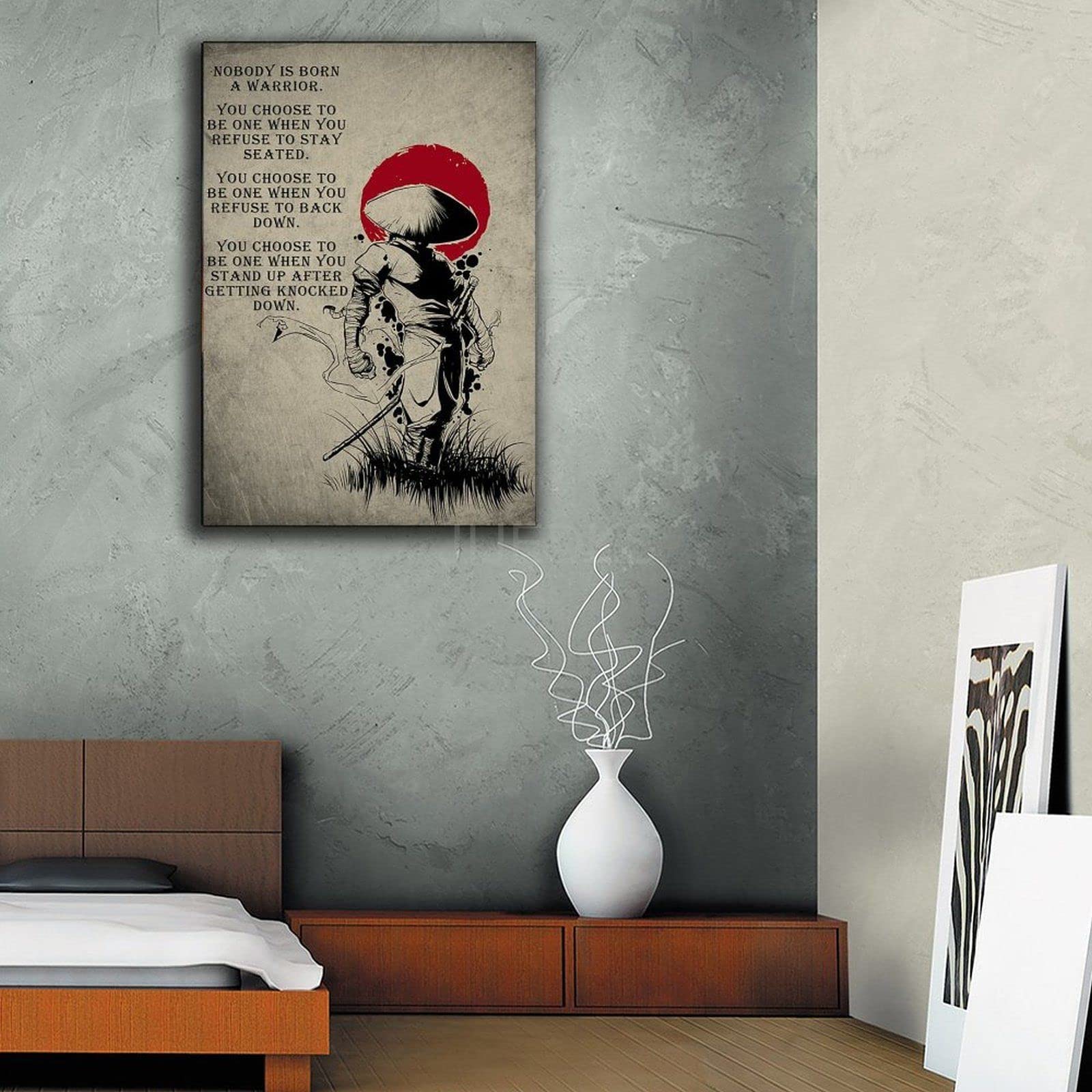 Affiche Samouraï Citation Motivante 'Personne N'est Né Guerrier', HappyHome Shop