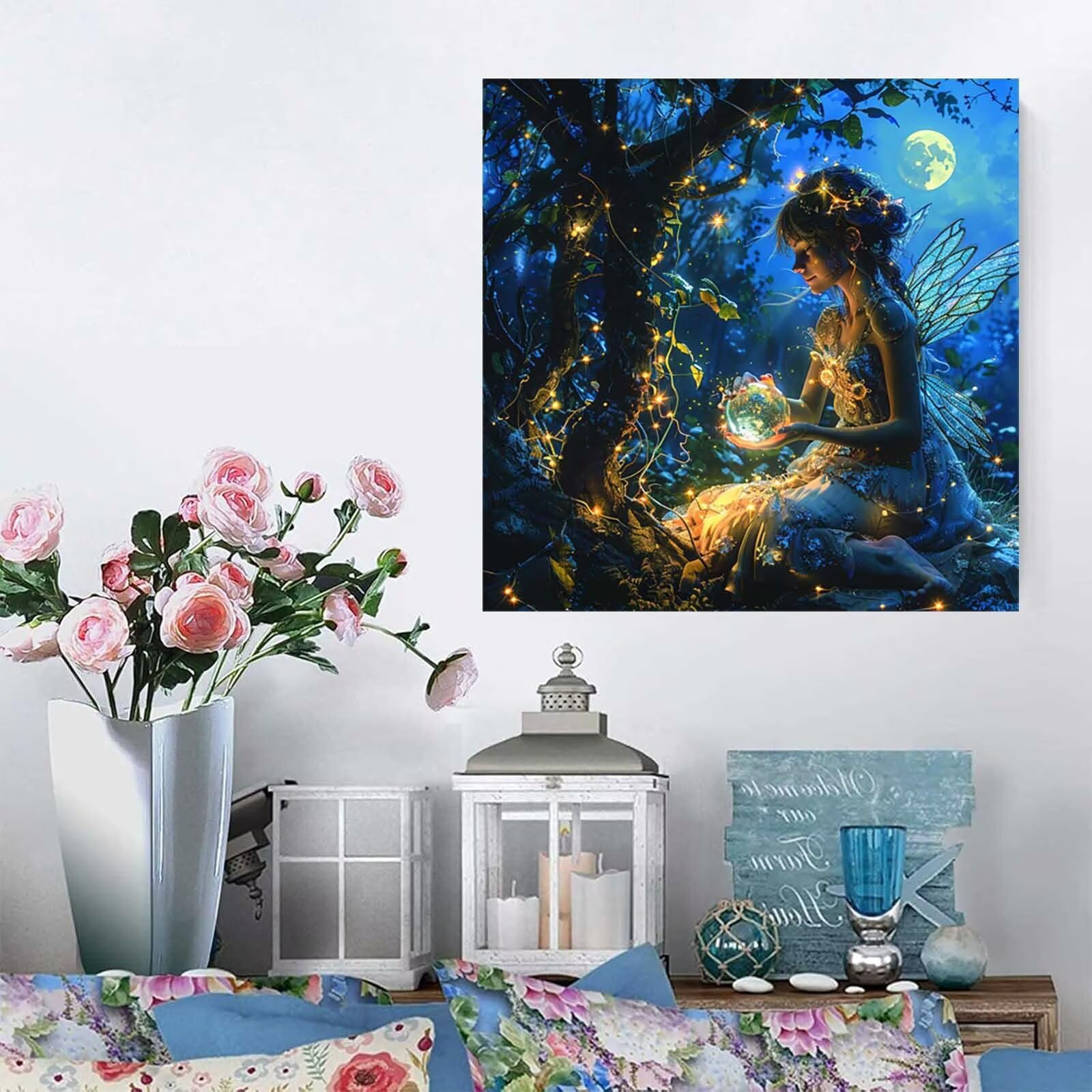 5D Diament Malarstwo anioł Numer dla dorosłych, Diament Malarstwo Dorosły Księżyc, DIY Hobby Kreatywny zestaw dla dorosłych, Numer Malarstwo Rhinestone Zestaw Ścieg krzyżykowy, Boże Narodzenie