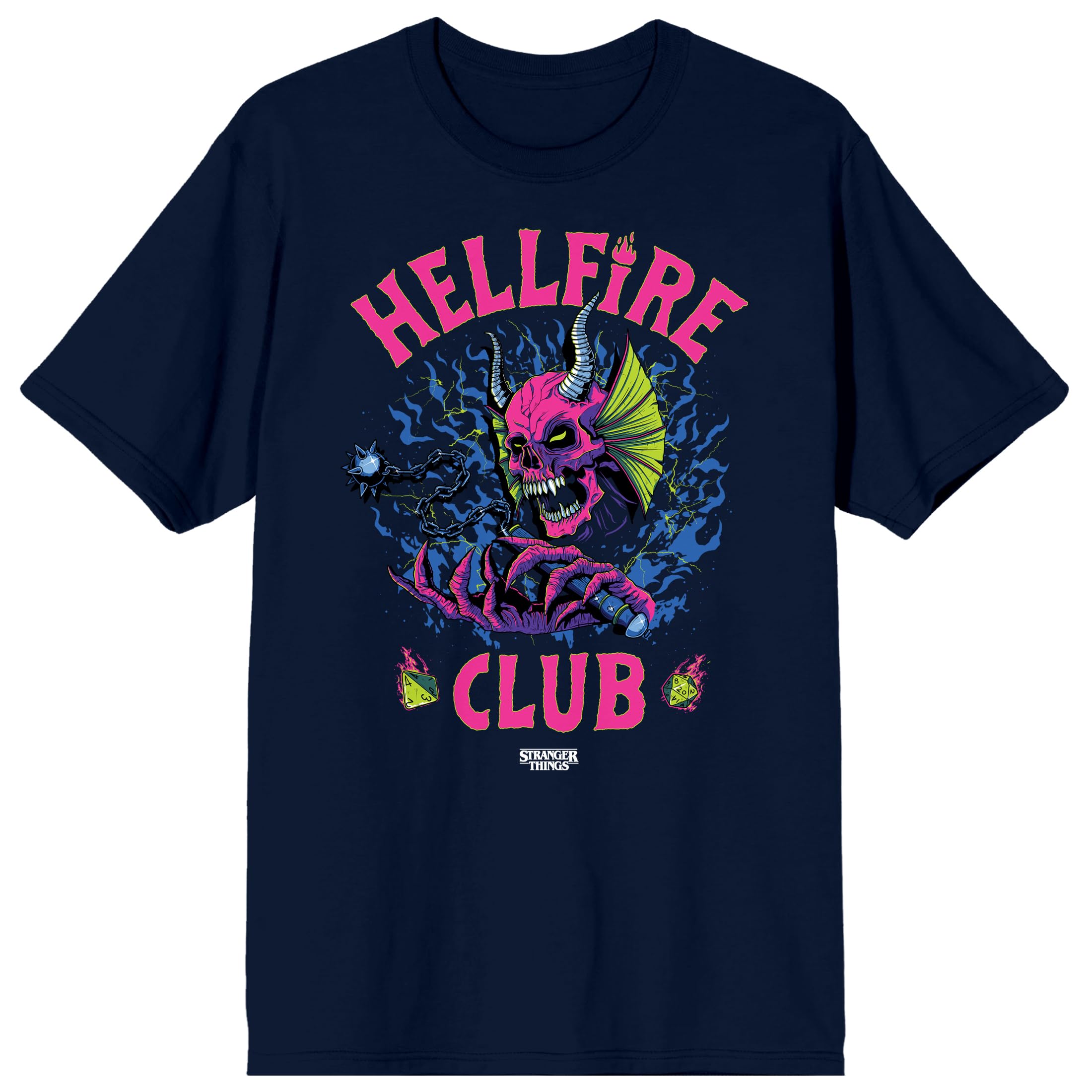 Stranger Things Hellfire Club Logo Men's Navy Blue Short Sleeve Tee