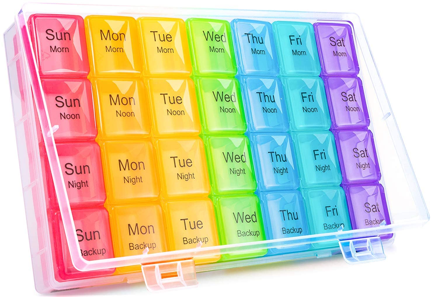 FILIXTRUE Weekly Pill Box Organizer 4 Times A Day with Moisture-Proof Design 28 Cell Medicine Pill Container for