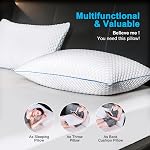 Oreillers en mousse à mémoire déchiquetée VVZ taille reine 2 pièces, oreillers de lit ajustables pour dormeurs sur le côté, le dos et le ventre, oreiller en gel de luxe pour dormeurs chauds avec housse respirante et lavable