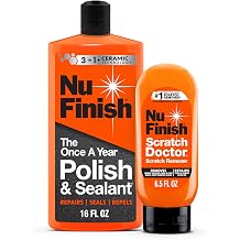 Nu Finish Once a Year Polish and Sealant with 3-in-1 Ceramic Technology 16 fl oz Bottle + Car Scratch Remover 6.5 Oz, White Bundle