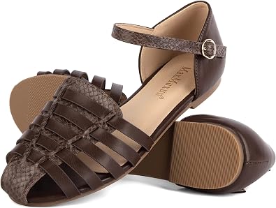 MaxMuxun Sandalias planas con punta cerrada para mujer, cómodos zapatos  romanos de verano : Amazon.es: Zapatos y complementos