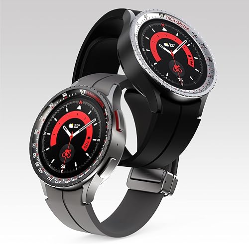 Miniatura 5 de BAIHUIAM Biseles compatibles con Galaxy Watch 5 Pro de 1.772 pulgadas, anillo de bisel de acero inoxidable, marco adhesivo antiarañazos, accesorio