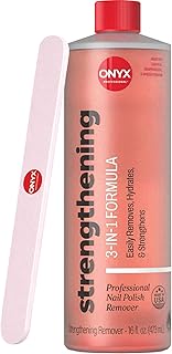 Onyx Professional 3-in-1 Strengthening Nail Polish Remover with 7 inch Nail File, 16 fl oz - Removes Nail Polish, Hydrates, Strengthens Nails | Infused with Grapeseed Oil, Cacay Oil, Cactus Seed Oil