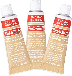 AMACO Rub n Buff Wax Metallic Finish - 3 Rub n Buff Gold Leaf 15ml Tubes - Versatile Gilding Wax for Finishing Furniture Antiquing and Restoration - Rub and Buff Colors Set of Three