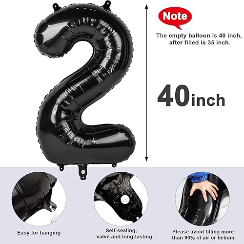 Vista 18 de Globos de números 0 de 40 pulgadas, globos negros de números para números 10, 20, 30, 40, 50, 60, 70, 80, 90, 100, globos de números 10, 20, 30, 40