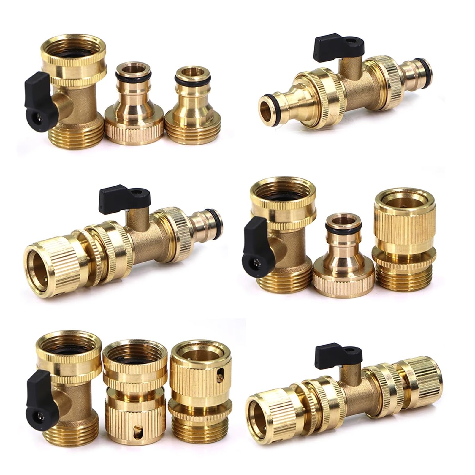 Adattatore for tubo flessibile a sfera in ottone da 3/4 "Connettore rapido 16 mm for tubi di irrigazione Giunto prolunga Spegnimento Raccordo for giardino(C-1pcs)