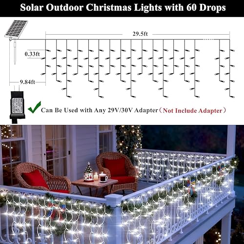 Miniatura 5 de 320LED Luces solares de Navidad al aire libre impermeables decoraciones de Navidad luces de cortina