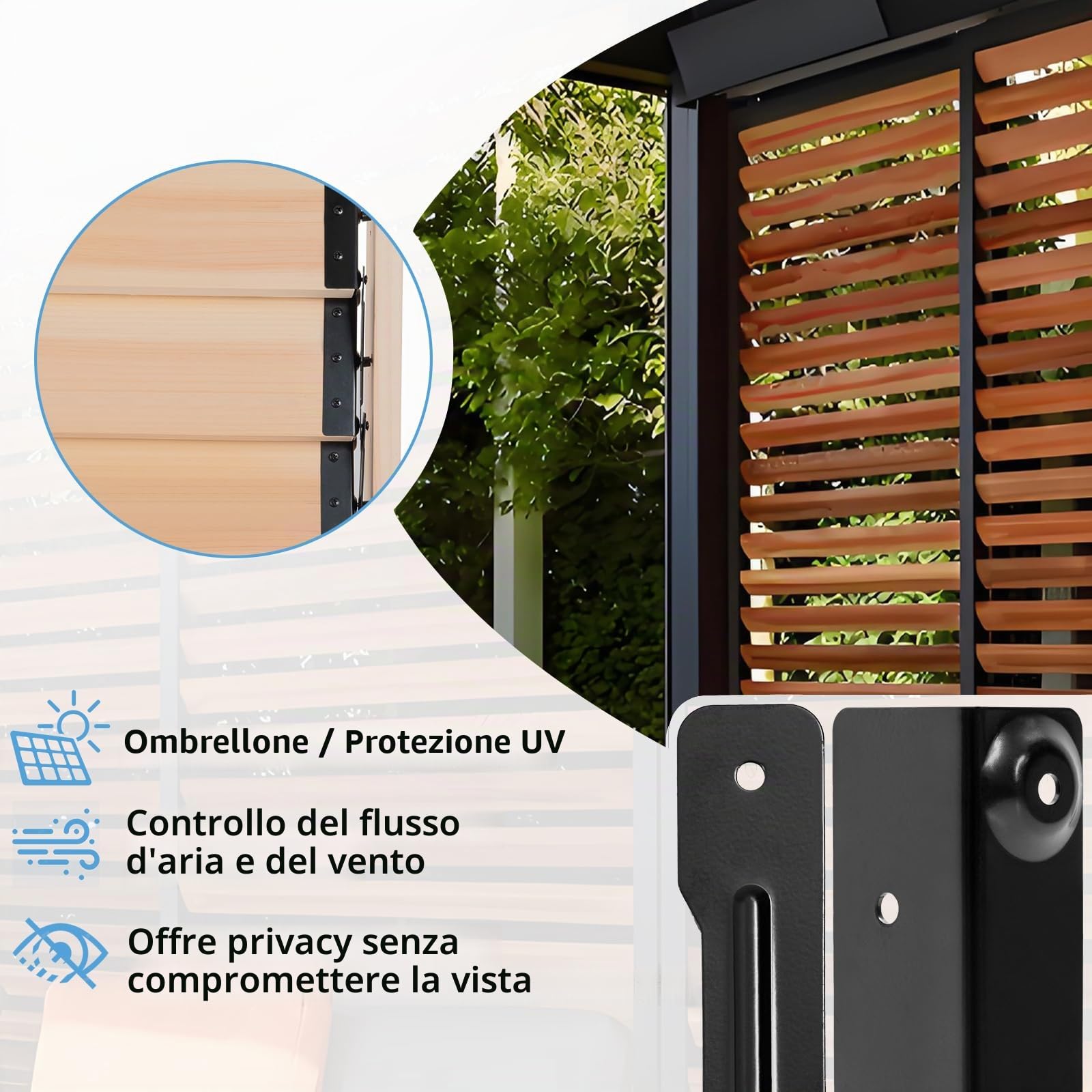 Kit di montaggio per persiane,rivestimento universale,ferro,nero | für Holzjaluesien, für Jalousien und Rollladen, Kit completo di accessori per montaggio, für 11 Bretons