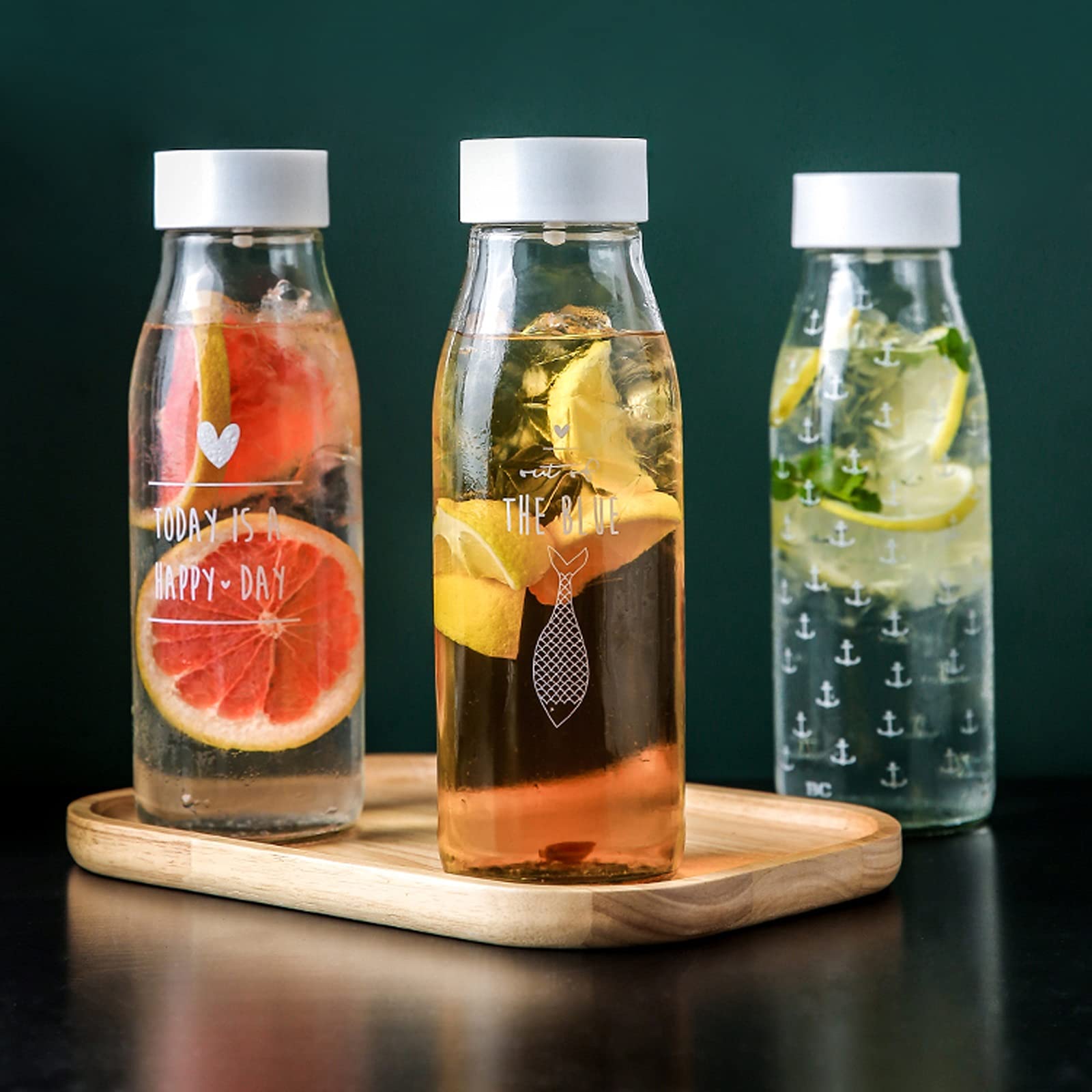Jarra de Agua Jarra transparente con tapa de vidrio para el hogar Botella de agua fría Can 360 grados Verter Agua Tetera linda para el hogar, Escuela, Restaurante Teteras de té Helado ( Color : A )