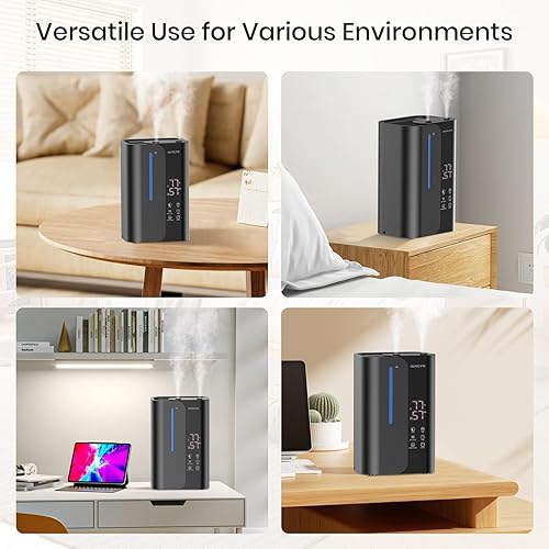 Miniatura 7 de Humidificadores de aire inteligentes de 5 L para dormitorio con aceites esenciales, llenado superior 50 horas de tiempo de funcionamiento,