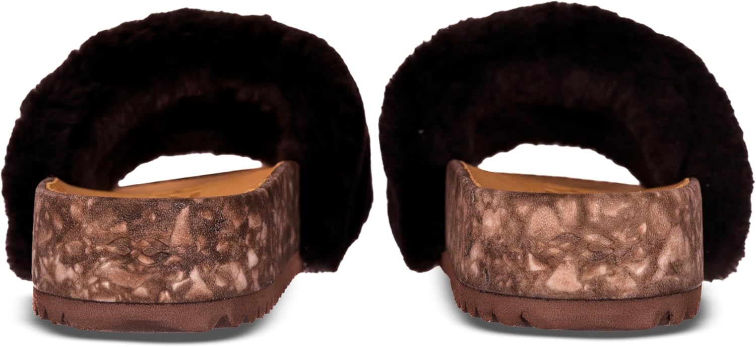 Fleks San Ysidro Women's Shearling Slides, Platform Sandals with Arch Support, Comfort Footwear, Natural Sheepskin Upper - Image 3