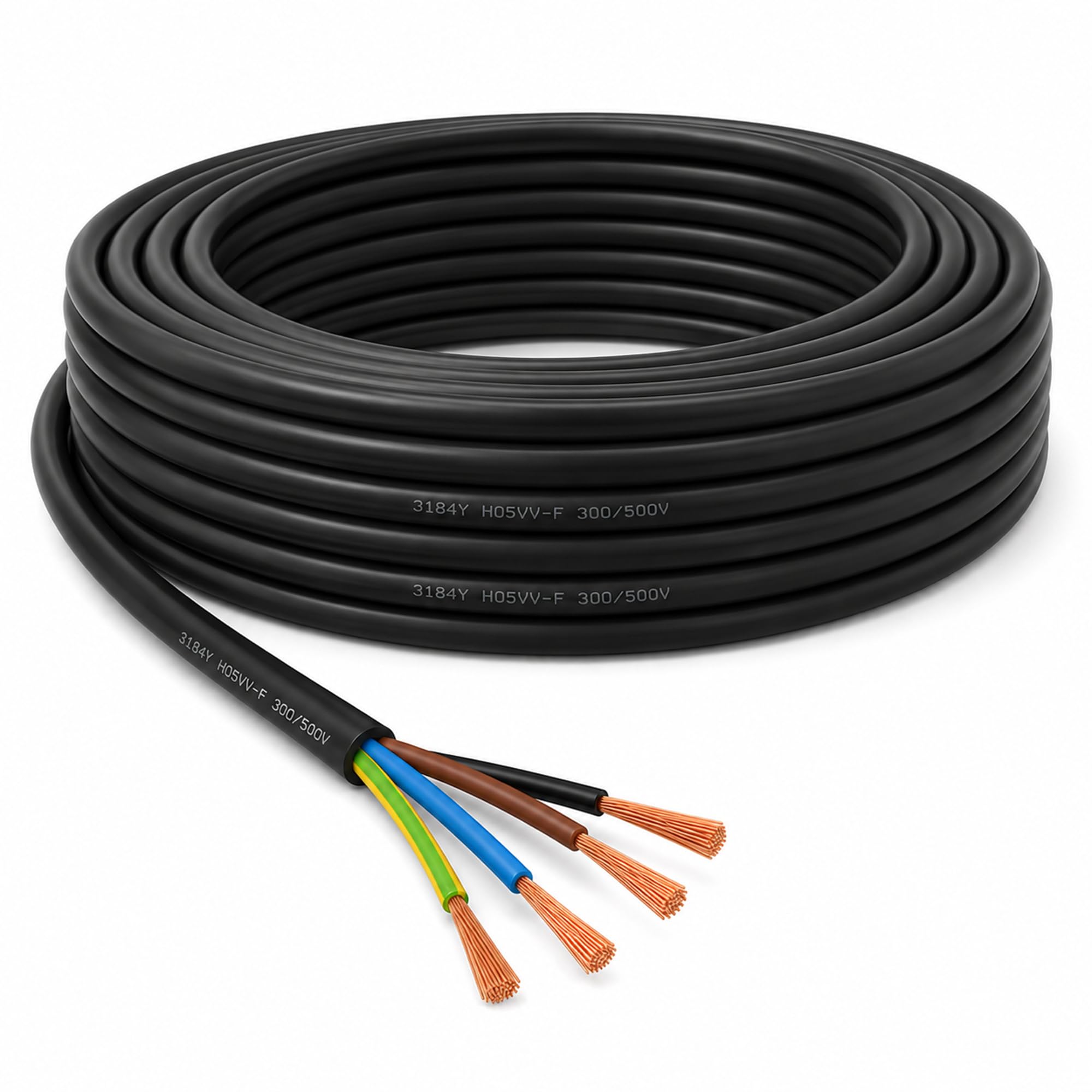 LAMPSTATION 4 Core Cable 0.75mm Black Flexible Lighting Wire 7m