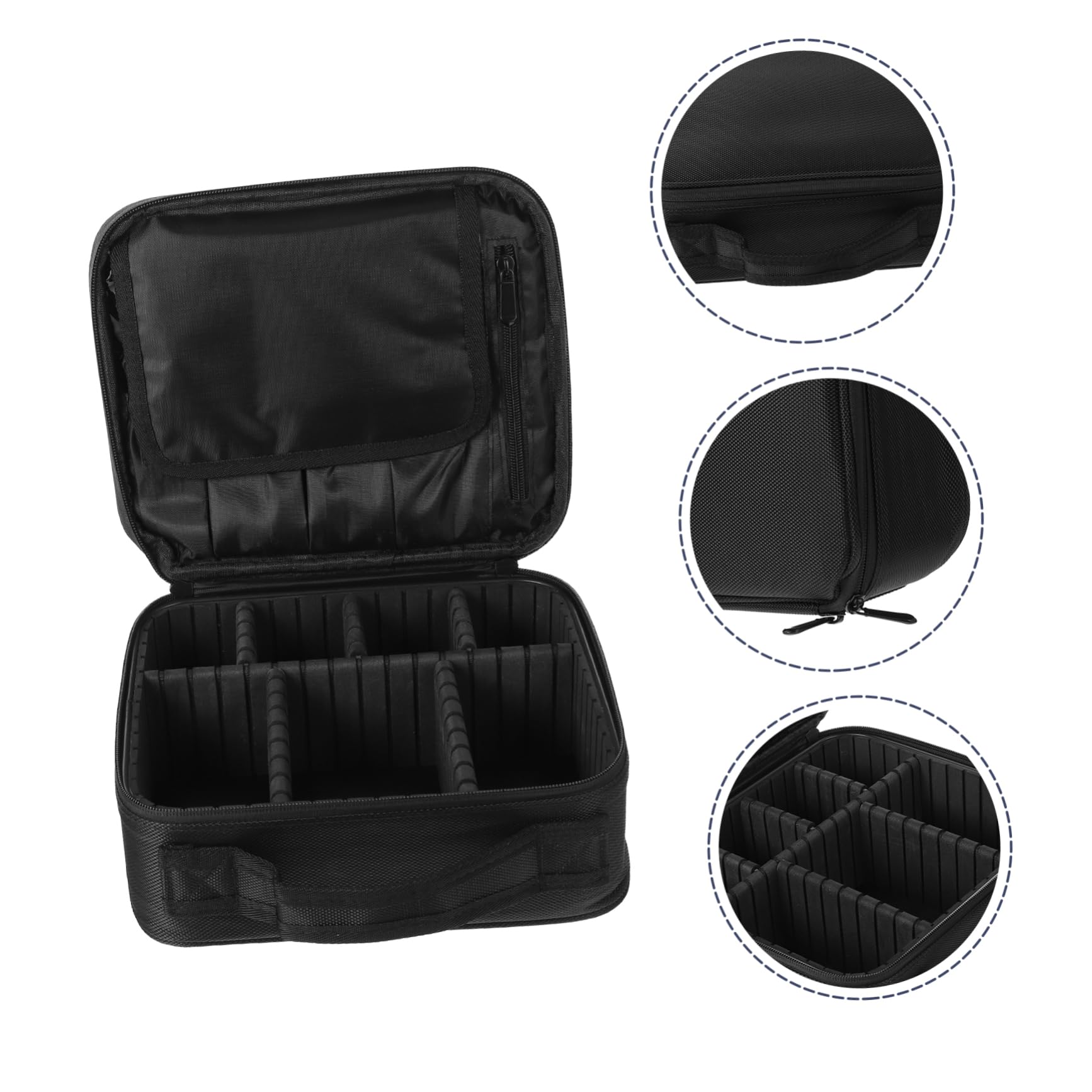 Trousse à Maquillage de Voyage Noire en Nylon, Format Portable