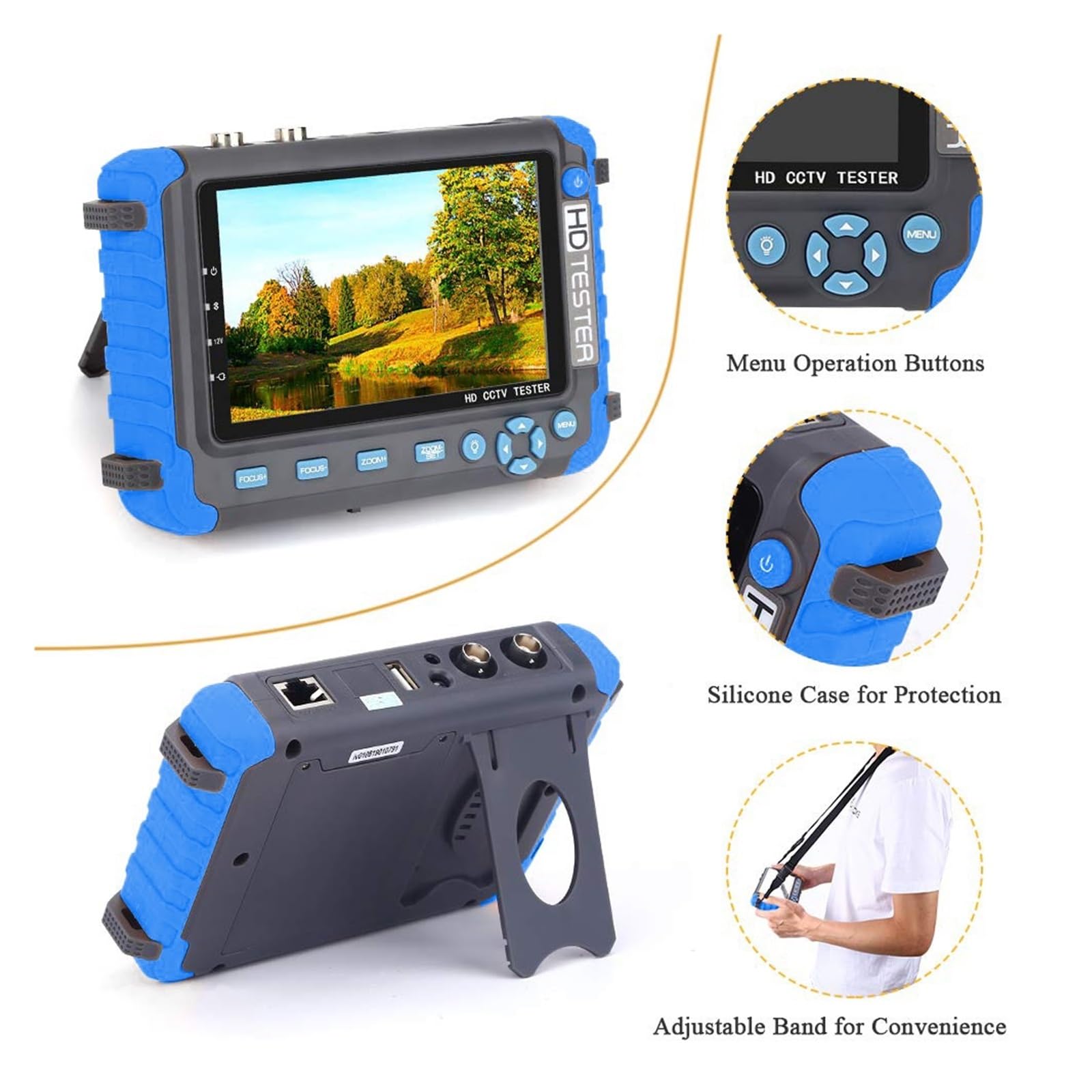 IV8W 4K CCTV Tester 5 Zoll Überwachungskamera Monitor for AHD/CVI/TVI CVBS Analog Test Mit VGA Eingang UTP CFTV Tester(12W)
