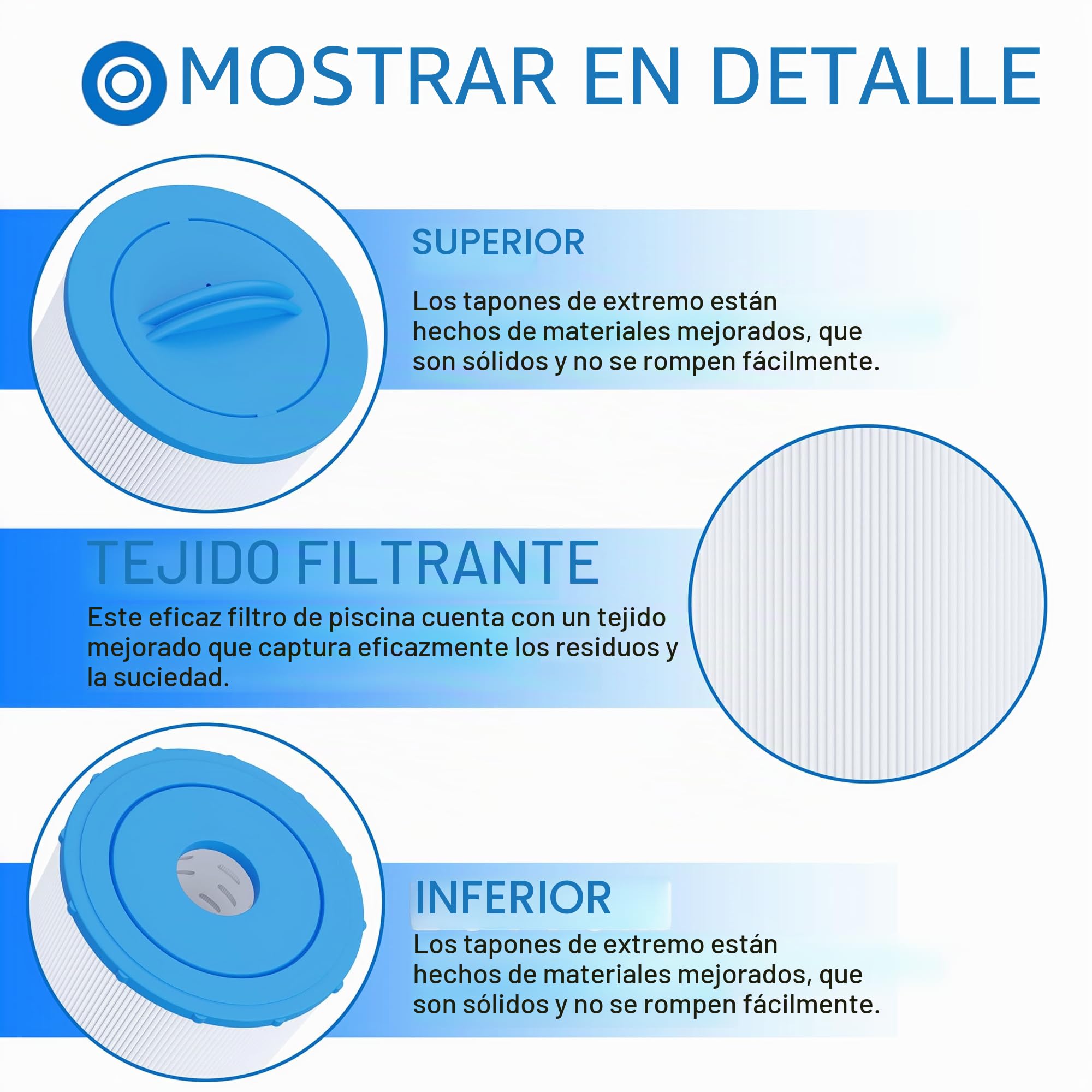 Cartucho de filtro para piscina compatible con Weltico® C6, 1 unidad | Sustituye a Weltico C6, 62616, 62016, Welfiltre, Skimfiltre Natural, Classic, Compact, Design, Elegance