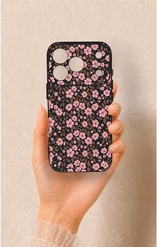 iPhone 17 Pro Uyumlu Mini Pembe  i ek Desenli Silikon K l f, Siyah