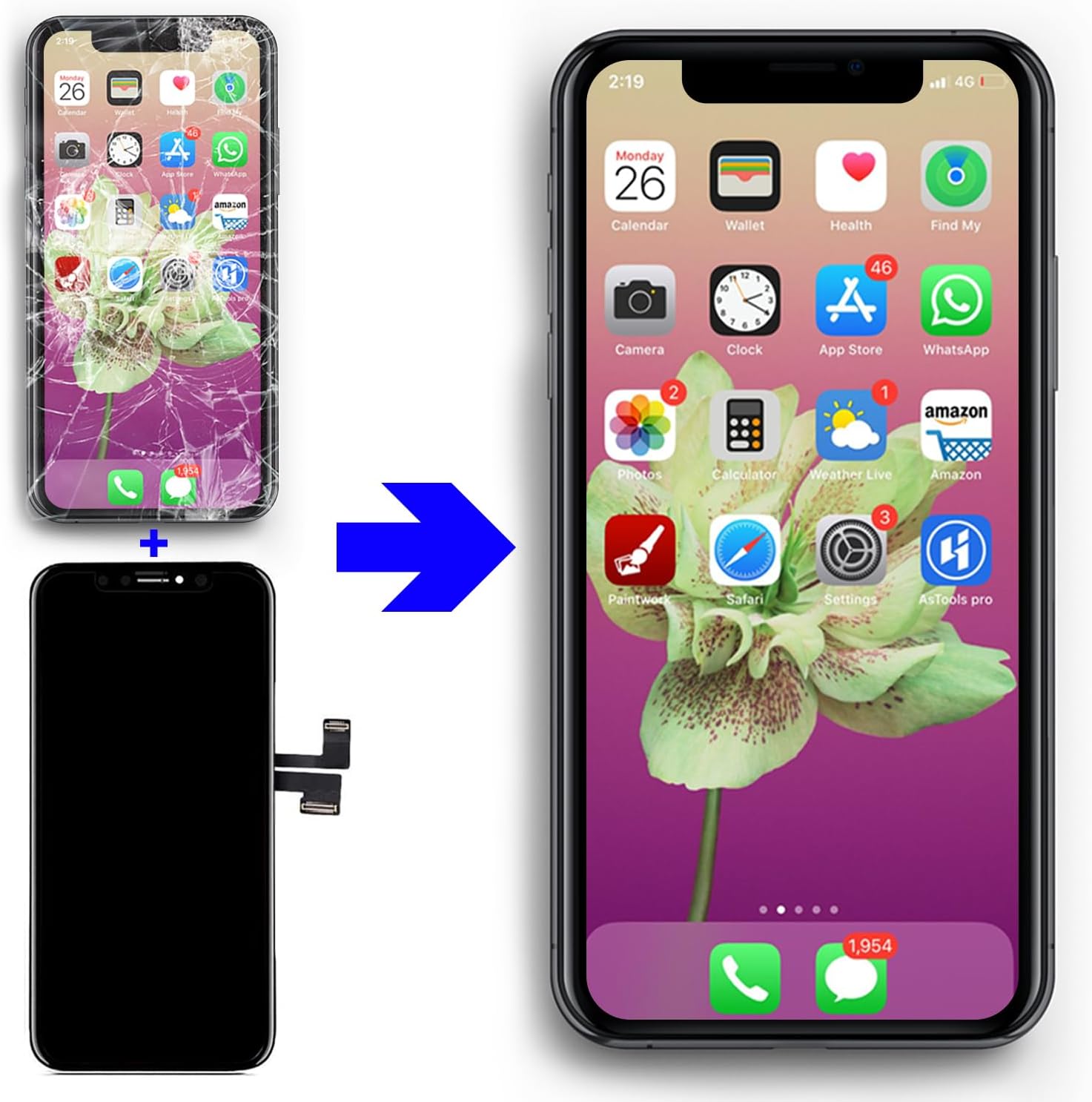 Brinonac for iPhone 11 Pro Screen Replacement Kit, 5.8" Full HD Retina LCD Display COF Touch Screen Digitizer Assembly Set with Repair Tools, Waterproof Adhesive, Tempered Glass