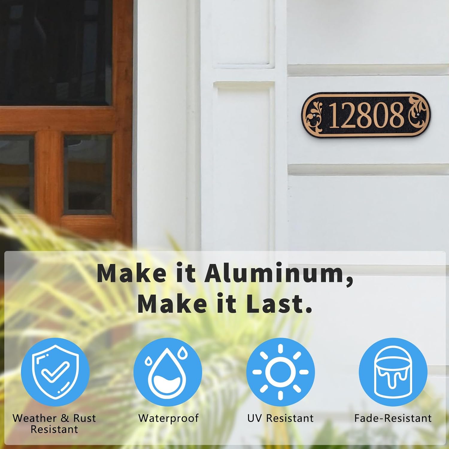 Custom House Numbers, Personalized Address Plaque for Outside, House Adress number, Used for Store,Garage,Driveway, Home, Apartment,Office,Yard,Horizontal Style 5