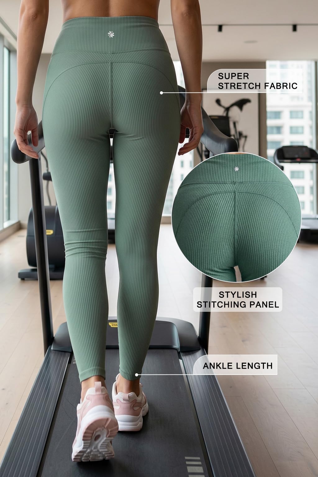 JUNEBERRY® Legging de sport pour femme en élasthanne texturé extensible léger et confortable pour la gym, taille XS à XL