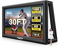 Vista 1 de Inflatable Projector Screen, 30FT Blow Up Movie Screen Outdoor Projector, Easy Set Up One-Piece Design Front & Rear Projection with Air Blower for