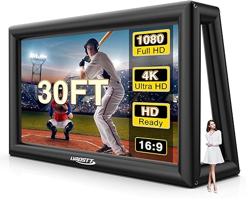 Pantalla de proyector inflable, pantalla de película inflable de 30 pies, proyector al aire libre, diseño de una sola pieza fácil de instalar,