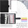 Mlife Ring Binder Set - 28pcs Leather Notebook Budget Binder with Clear Cash Envelopes,Budget Sheets and Label Stickers,Cash Organizer Money Saving Binder for Travel and Diary Black