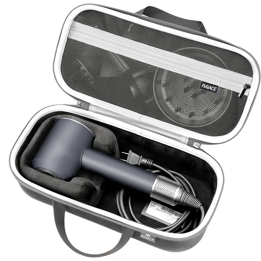 RAIACE Hard Storage Case Compatible with dyson Hair Dryer, Travel Carrying Bag. (for sale is case only). - Black+Gray (Black+Gray)-image-31
