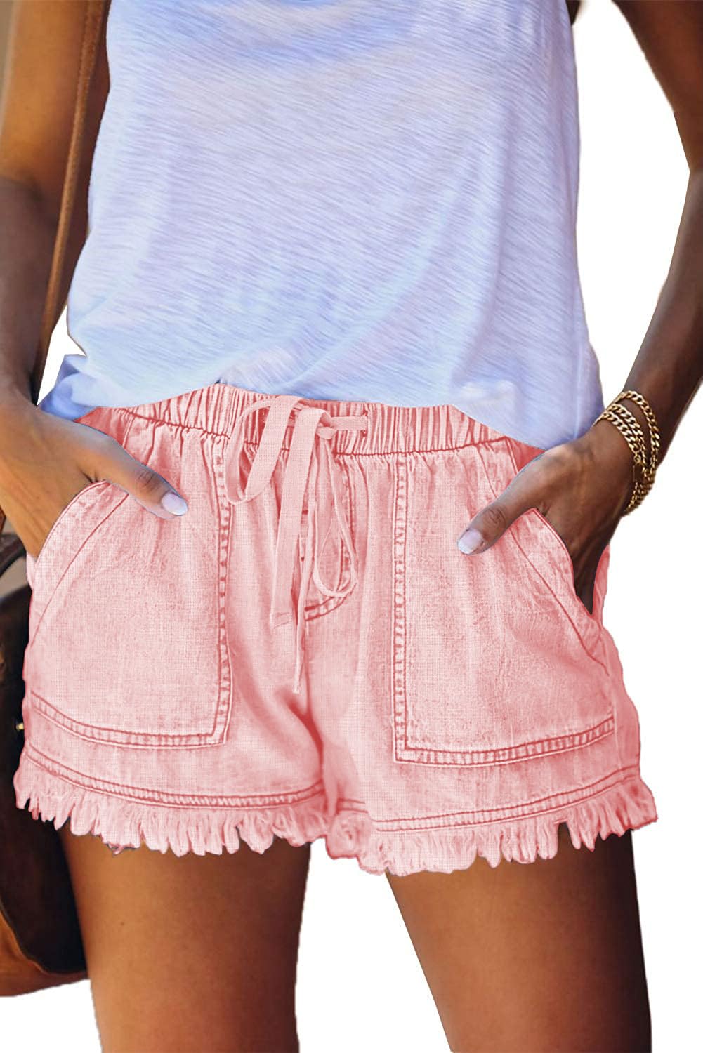 YOCUR Womens Casual Shorts,Lightweight Trendy Comfy Cute Drawstring Shorts