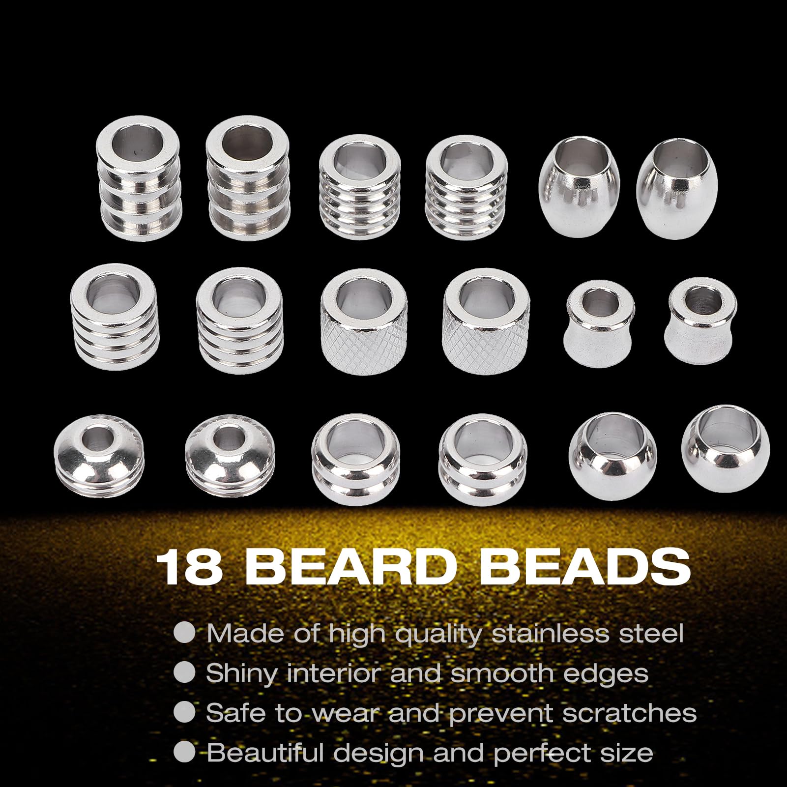 18 Perles De Barbe & Cheveux Viking Acier Inoxydable - Runes & Design Nordique Pour Tresses, Barbe, Bracelets, Bijoux DIY